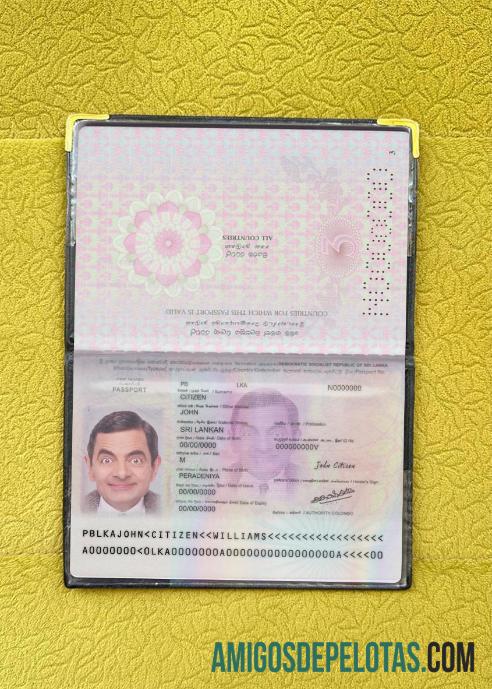 Passaporte do Sri Lanka versão 2 Photolook exemplo real